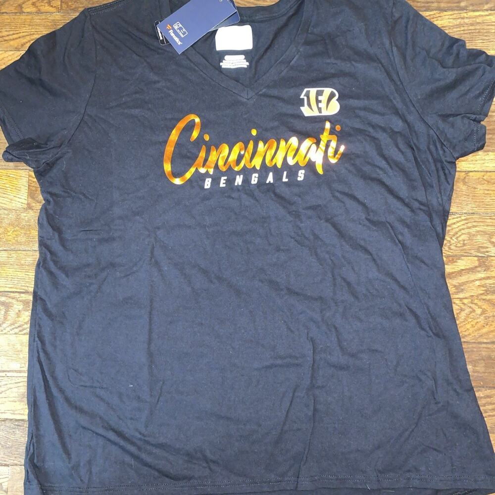 Fanatics Womens Cincinnati Bengals NFL V Neck Tee Size 2xl
